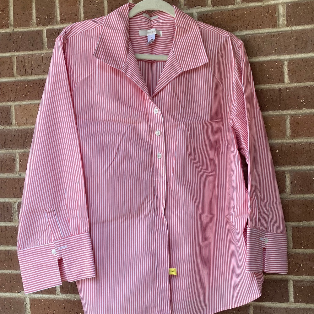 Women’s 100% cotton button-down dress shirt by Chico's in size 3